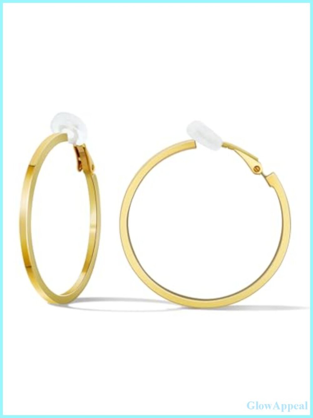 Clip On Hoop Earrings for Women, 14K Gold Plated, Large Lightweight, Non-Pierced